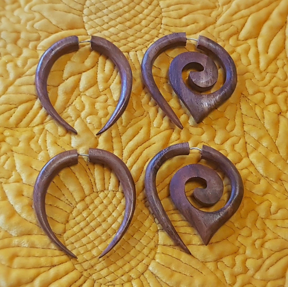 ***SALE*** 2 pr wooden faux guage earrings
